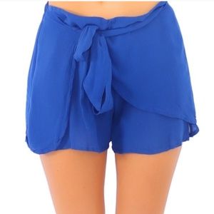 Free People Royal Blue Tie Front Sarong Skort
